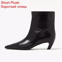 QUTAA-Botines de piel auténtica con tacón cónico para mujer, botas de tacón alto de Metal con punta cuadrada, talla 34-39, para otoño e invierno, 2025 - Eleganzie