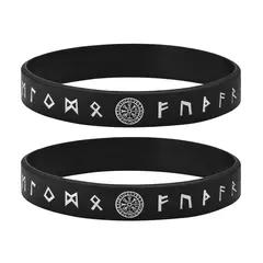 Vnox Pulsera de silicona de 12 mm para hombres, pulsera de silicona de caucho suave, juego de brazaletes con runas y brújula vikinga nórdica