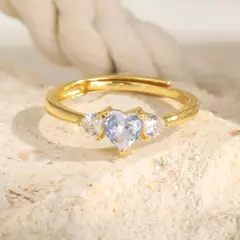 Anillo de Promesa de Circón con Corazón – Elegancia Ajustable on internet