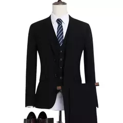 Image of Trajes de boda para hombre, elegantes, 3 piezas, 2 conjuntos completos, chaquetas clásicas, chaleco, pantalones, chaquetas de lujo de alta calidad, trajes formales para adultos 2024