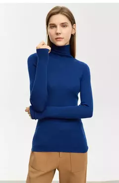 AMII suéter minimalista para mujer 2023 invierno nuevo Simple ajustado cuello alto elástico cálido sólido jerseys Mujer 12323075