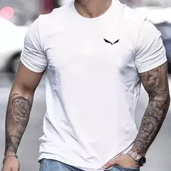 Camiseta de manga corta con cuello redondo informal ajustada con estampado de aves 100% algodón de talla grande de verano para hombre - online store