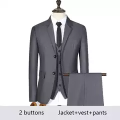Image of Trajes de hombre de alta calidad para boda, 2 piezas, 3 conjuntos de Blazers, chaquetas formales elegantes, chaleco, pantalones, abrigos, traje clásico completo 2024