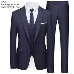 Traje elegante para hombre, boda, 3 piezas, 2 conjuntos, Blazers, chaquetas completas, chaleco, pantalones, moda Formal, abrigos de lujo, traje clásico 2025 - online store
