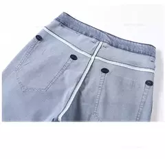 Pantalones vaqueros Lyocell de seda de hielo para hombre, pantalones vaqueros rectos holgados ultrafinos de verano, pantalones suaves y cómodos de marca para hombre, pantalones azul claro