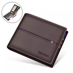 Cartera de cuero con protección RFID para hombre, monedero pequeño de cuero de vaca para negocios, regalos de moda para padre - comprar en línea