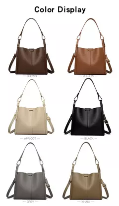 Imagen de Bolsos de mano con asa superior para mujer, bolso de piel sintética de alta calidad, bolso de hombro tipo bandolera para mujer, bolso informal mediano KAIDIFEINIROO 2025
