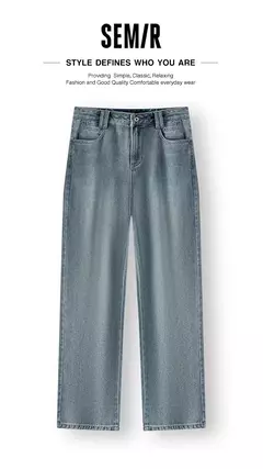Semir Jeans Mujer 2024 Nuevo estilo de invierno con forro polar Pantalones hasta el suelo Pantalones de pierna ancha estilo Hong Kong