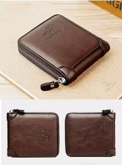 Cartera de cuero para hombre de lujo para hombre Monedero masculino con cremallera tarjeteros con bolsillo para monedas carteras Rfid regalos para hombres bolsa de dinero en internet