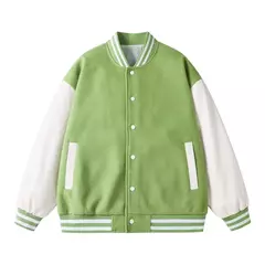 Chaqueta Bomber hombres mujeres flocado Hip Hop suelta Casual Patchwork abrigo Unisex bordado High Street Varsity béisbol prendas de vestir - Eleganzie