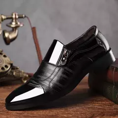 Zapatos de cuero formales de negocios informales para hombres de gran tamaño, zapatos de punta estrecha para hombres, zapatos casuales perezosos sin cordones para hombres en internet