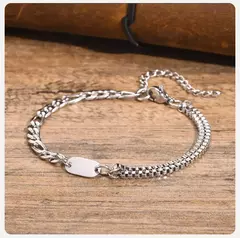 Imagen de Pulseras con iniciales Vnox A-Z para hombres y mujeres, cadena Figaro que nunca se decolora, pulseras de cadena de eslabones de caja de doble capa, regalo con nombre para él