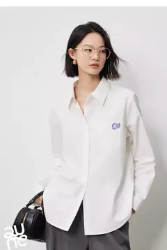 TOYOUTH-Blusa para mujer, camisa de otoño 2024, nueva pintura al óleo multicolor, cuello vuelto, camisa bordada de manga larga, Tops blancos - comprar en línea