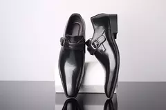 Zapatos de cuero británicos con punta estrecha para hombre, zapatos individuales de tacón bajo con hebilla, zapatos sin cordones de talla grande para hombre en internet