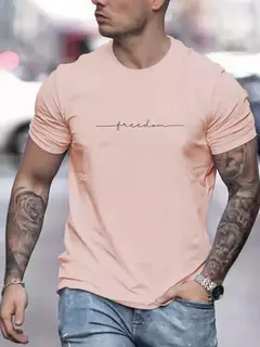 Camiseta de manga corta con cuello redondo y estampado de Gráphas de libertad 100% algodón de talla grande de verano para hombre - buy online
