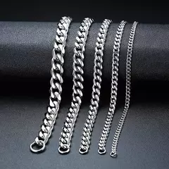 Vnox Wolesale Pulsera de cadena gruesa Miami Curb de 3-11 mm para hombres, pulsera de cadena de eslabones cubanos de acero inoxidable Punk clásico pesado