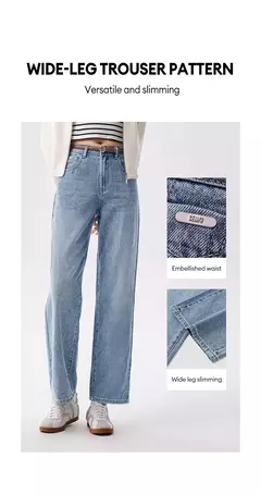 Semir Jeans Mujer High Street pantalones largos 2024 primavera nuevos pantalones de pierna ancha
