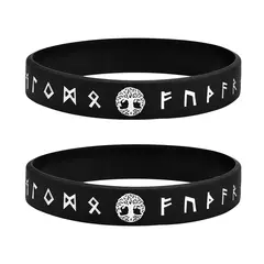 Vnox Pulsera de silicona de 12 mm para hombres, pulsera de silicona de caucho suave, juego de brazaletes con runas y brújula vikinga nórdica - tienda en línea