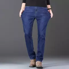 2025 Nuevos pantalones vaqueros elásticos para hombre, pantalones ajustados clásicos regulares de negocios, pantalones rectos negros y azules para hombre, ropa de marca, talla 28-40 - Eleganzie
