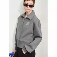 Amii-abrigo corto informal con cremallera para mujer, sudadera holgada de cuello alto, chaqueta deportiva de calle, Otoño, 2024, 12443222 - tienda en línea