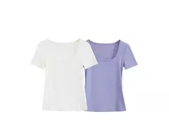 AMII-camisetas minimalistas para mujer, camisetas con cuello en U, cómodas, elásticas, ajustadas, versátiles, de manga corta, para verano 2024 12342288 - Eleganzie