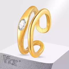 Anillo de Acero Inoxidable con Diseño Hueco y Circonia – Lujo en Cada Detalle