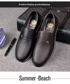 Zapatos de cuero genuino, mocasines para Hombre, zapatos de cuero informales de negocios, mocasines suaves clásicos, zapatos planos transpirables para Hombre - Eleganzie