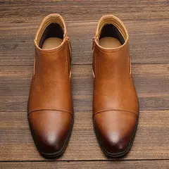 Botas cómodas de cuero al tobillo para hombres Botas para hombres Marca de moda en internet