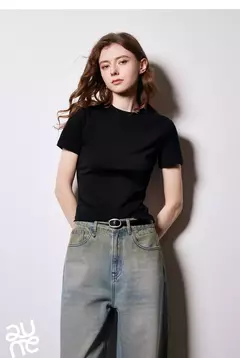 TOYOUTH-Camiseta de manga corta para mujer, Tops blancos cortos versátiles, Lyocell, cuello redondo, corte ajustado, primavera 2025 en internet
