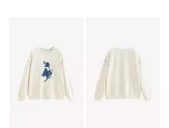 TOYOUTH-Sudadera con bordado de flores para mujer, jersey de manga larga con cuello redondo, ropa de calle, Tops, novedad de primavera 2024 - Eleganzie