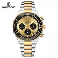 Imagen de Reloj de moda NAVIFORCE para hombre, relojes de pulsera de cuarzo clásicos resistentes al agua de acero inoxidable de lujo de alta calidad, reloj de cara grande para hombre