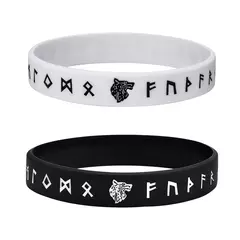 Vnox Pulsera de silicona de 12 mm para hombres, pulsera de silicona de caucho suave, juego de brazaletes con runas y brújula vikinga nórdica - Eleganzie