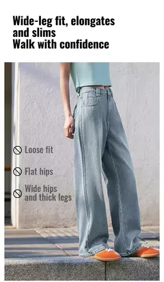 Semir Jeans Mujer Pantalones largos con cintura elástica 2024 nueva versión de verano pantalones de pierna ancha con sensación fresca - Eleganzie