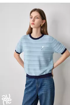 Imagen de TOYOUTH-prendas de punto para mujer, Tops ahuecados con cuello redondo y contraste de Color, novedad de verano 2024