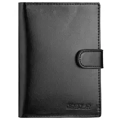 Image of Cartera de cuero para pasaporte de alta capacidad para hombre, múltiples ranuras para tarjetas y una ventana de identificación transparente, bolso para tarjetas de visita Vintage