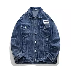 Chaqueta informal de moda para hombre, Top de mezclilla lavada, chaqueta vaquera holgada de talla grande para otoño, chaqueta para hombre