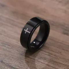 Anillo Giratorio de Acero Inoxidable con Cruz – Estilo Religioso para Hombres en internet