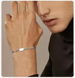 Pulseras con iniciales Vnox A-Z para hombres y mujeres, cadena Figaro que nunca se decolora, pulseras de cadena de eslabones de caja de doble capa, regalo con nombre para él en internet
