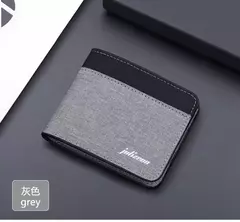 Cartera de lona a la moda para hombre, monedero corto, funda para tarjetas de crédito, tarjetero negro/azul/gris, monedero para hombre, soporte para banco 2023 - comprar en línea