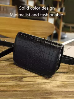 Riñonera de moda para mujer, Bolso pequeño de cuero PU con patrón de cocodrilo multifuncional, bolso cruzado diagonal deportivo informal - Eleganzie