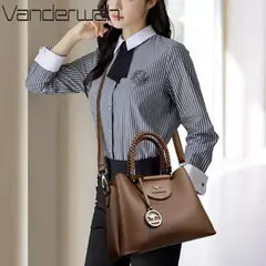 VANDERWAH, bolsos de diseño de 3 capas para mujer, bolsos de hombro tipo bandolera de diseñador de lujo, bolso de mano informal de cuero PU de alta calidad para mujer