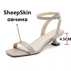 Image of FEDONAS-Sandalias de piel auténtica para mujer, zapatos de tacón con correa al tobillo, a la moda, para fiesta, boda, graduación, oficina, Verano