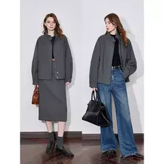 TOYOUTH-abrigo de lana para mujer, ropa gruesa con manga acampanada y cremallera, cuello levantado, prendas de vestir cálidas, otoño e invierno, 2024 en internet