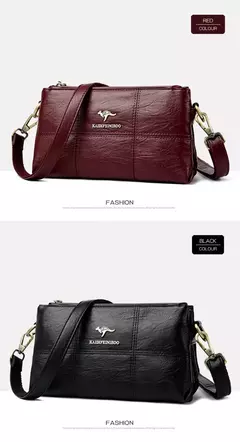 Bandolera de cuero suave con hilo de dos capas, bolso cruzado de lujo para mujer, bolsos pequeños a cuadros para mujer y bolso de mano, bolso principal - tienda en línea