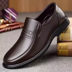 Imagen de Zapatos de cuero genuino, mocasines para Hombre, zapatos de cuero informales de negocios, mocasines suaves clásicos, zapatos planos transpirables para Hombre