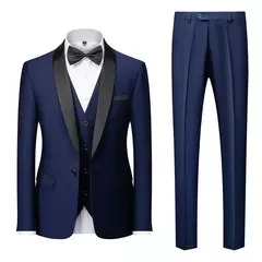 Traje de hombre de alta calidad, conjunto de 3 piezas, Blazers elegantes para boda, chaqueta de lujo con cuello de lazo, pantalones, chaleco, abrigo clásico Formal, disfraz 2024 - Eleganzie