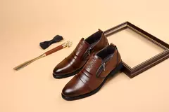 Zapatos de vestir con cremallera y cabeza de león Retro de lujo para hombre, mocasines de negocios para oficina, zapatos de boda para fiesta de alta calidad, nuevo estilo en internet