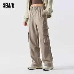 Imagen de Semir-pantalones informales para mujer, pantalón de pierna ancha con cordón, estilo callejero americano, Individual, moderno y fresco, primavera
