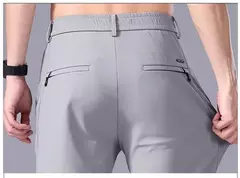2025 Joggers de verano para hombre, tela fina de seda de hielo, pantalones casuales elásticos de cuatro lados, pantalones Cargo, ropa de calle, pantalones de chándal - buy online