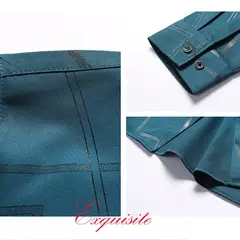Camisa estampada de manga larga informal y de moda para hombre, top de negocios sin planchar y resistente a las arrugas - Eleganzie
